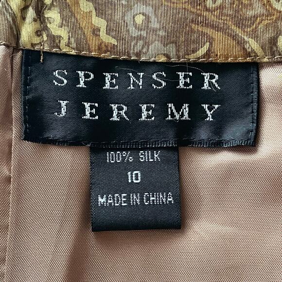 Jeremy Spencer Vintage 100% Silk Tan Gold Paisley 2-Piece Blazer/Skirt Set Sz 10 - Picture 10 of 11